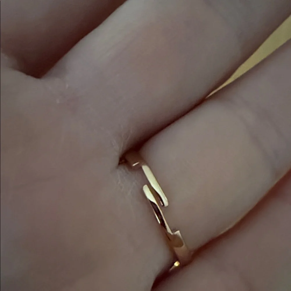 Gold and Silver Women's Adjustable Ring with Square Stone Costume Jewelry